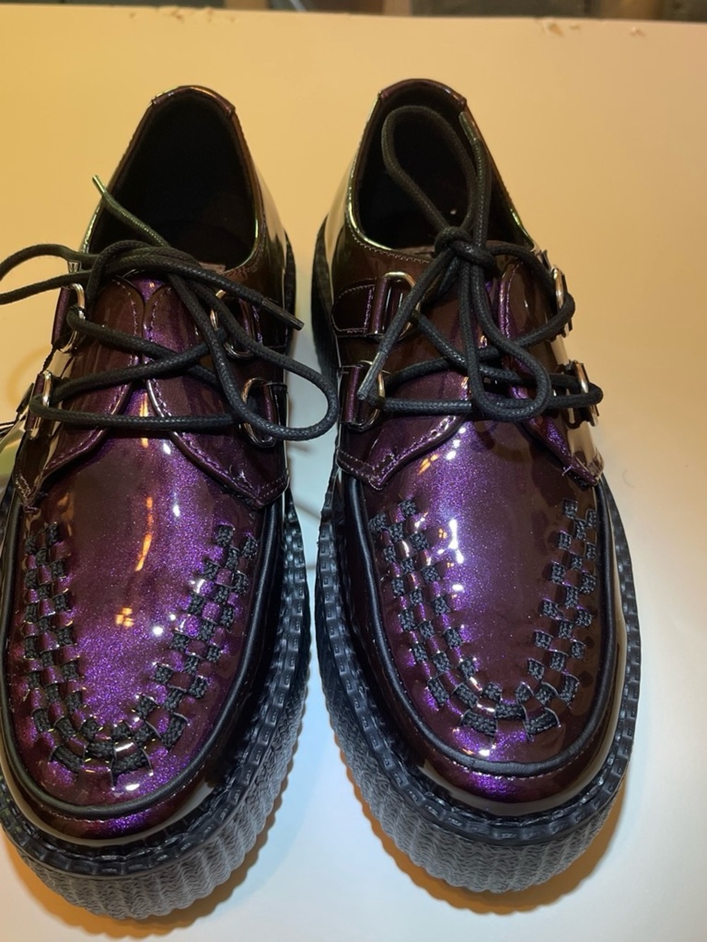 T.U.K Iridescent Purple Lace-Up Creeper Oxfords - Picture 2 of 7